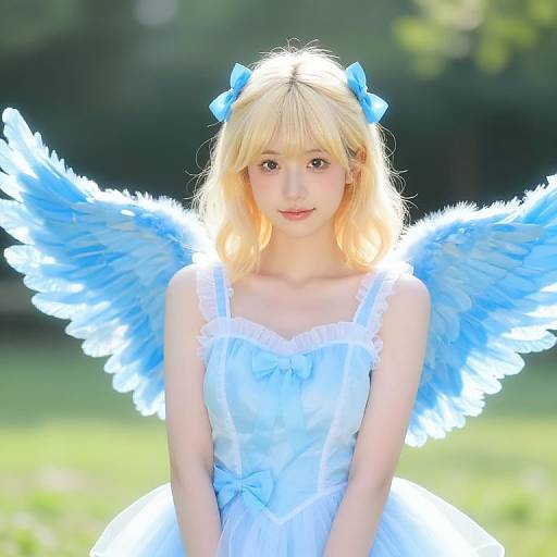 Blonde Girl with Blue Wings