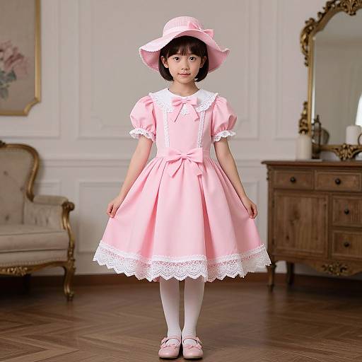 Woman in Pink Dress and Hat