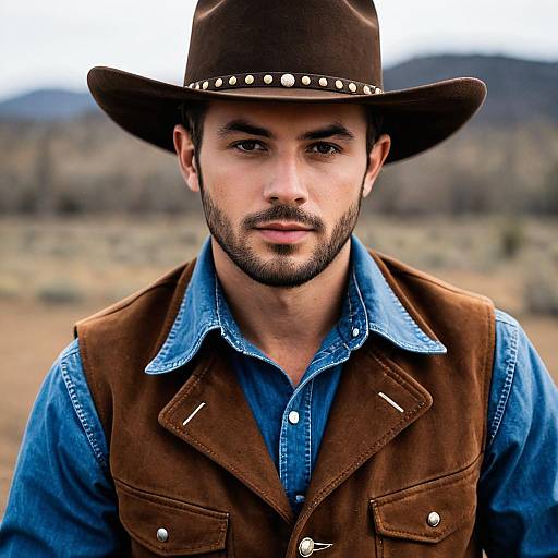 Young Man in Western Cowboy Attire