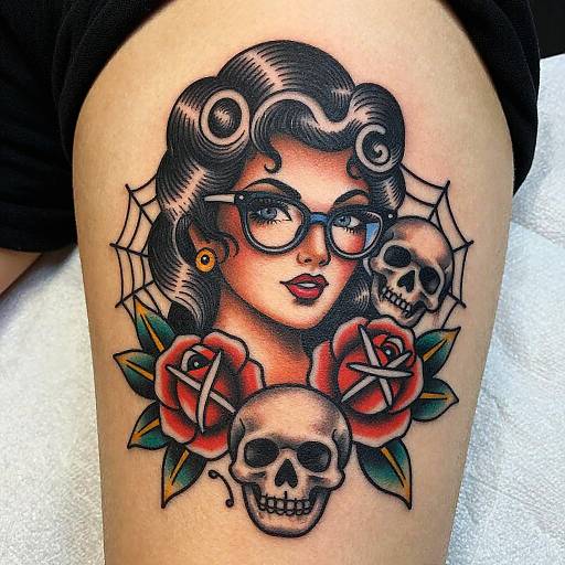 Retro Pin-Up Girl Tattoo Design