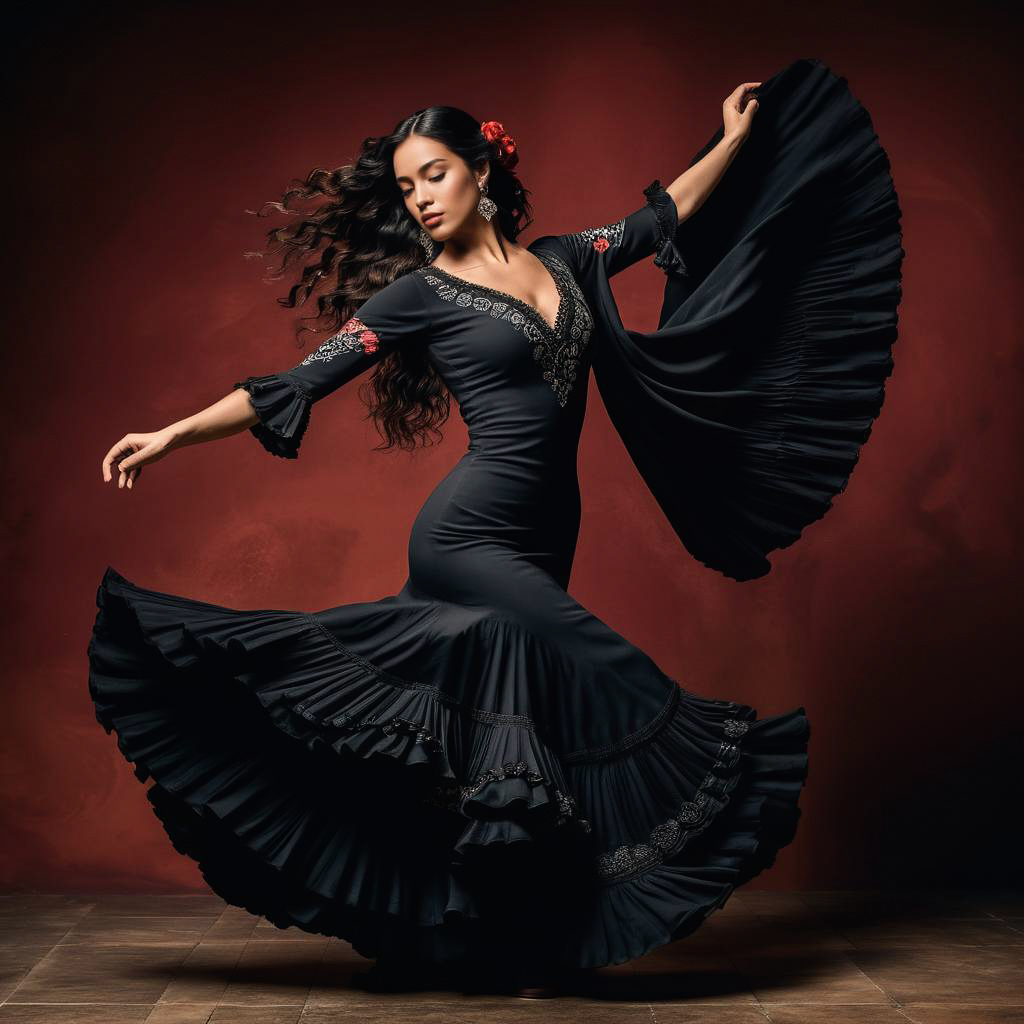 Proud Andalusian Dancer in Flamenco Dress