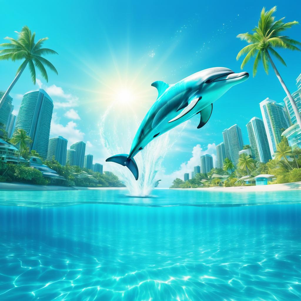 Playful Dolphin in Futuristic Paradise