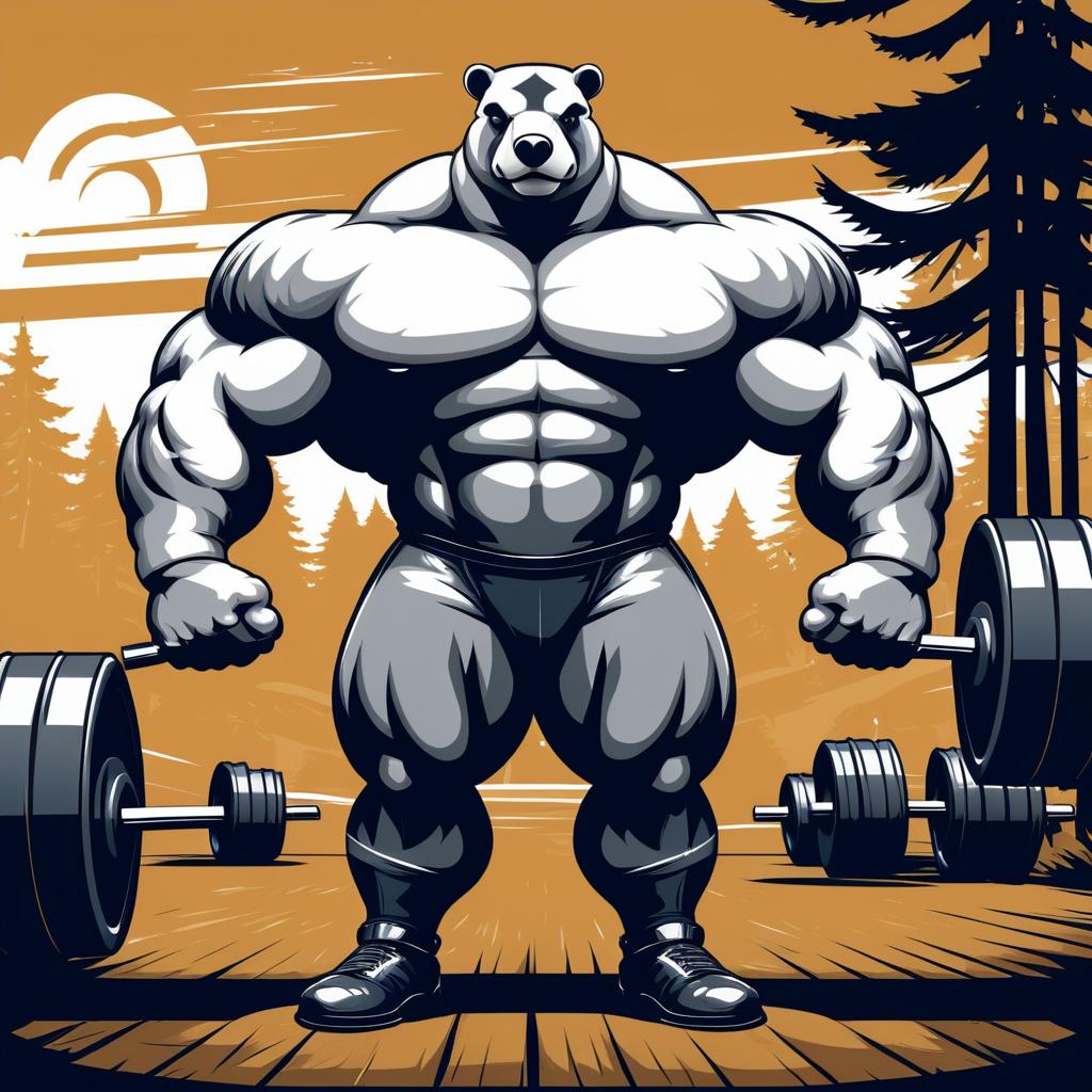 Hefty Badger Bodybuilder in Rustic Gym