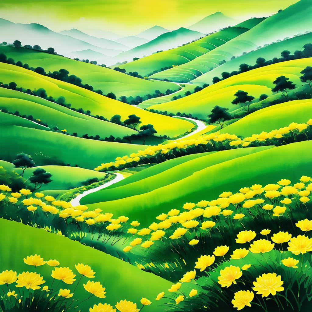 Vibrant Chinese Landscape with Chrysanthemums