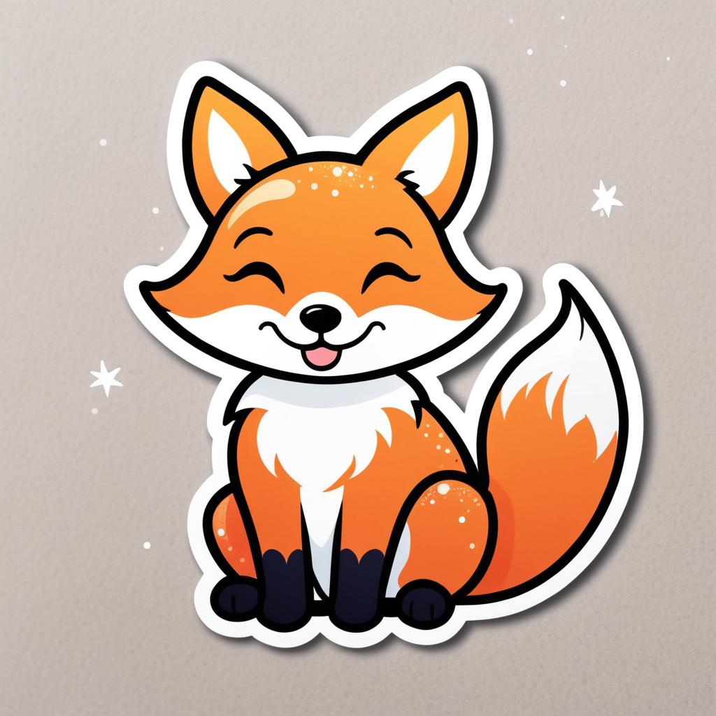 Sparkly Happy Fox Sticker Design