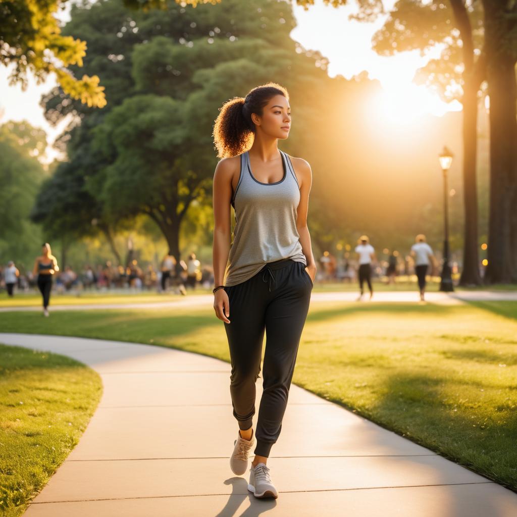 Yogi in City Park at Golden Hour