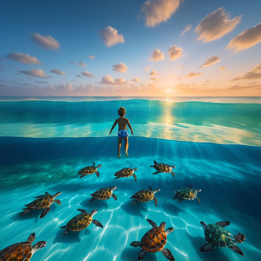 Vibrant Ocean Swim with Turtles