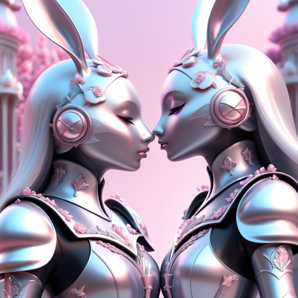 Charming Bunny Girls in Silver Armor