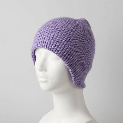 Lavender Knitted Bonnet with Ear Flaps