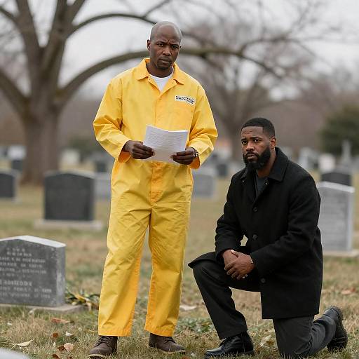 Serious Moment in a Quiet Cemetery