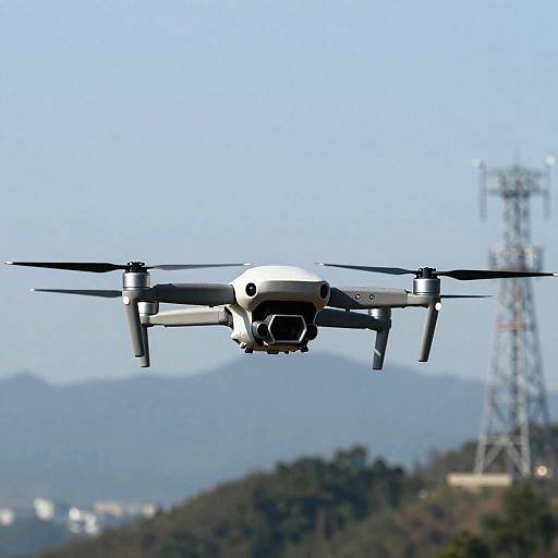 Modern Drone Flying Over Mountains