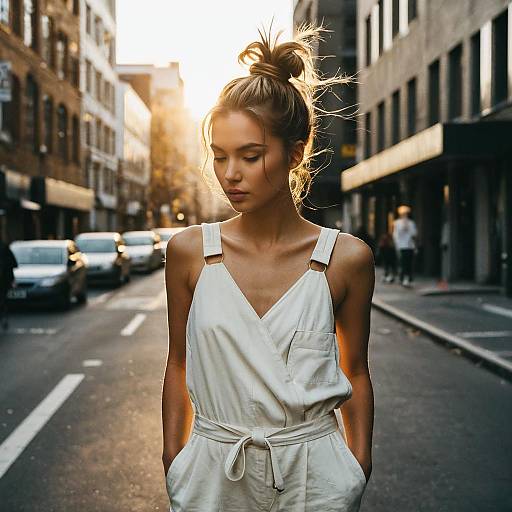 Golden Hour Messy Bun Fashion Editorial