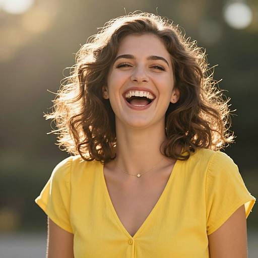 Radiant Joyful Woman in Yellow