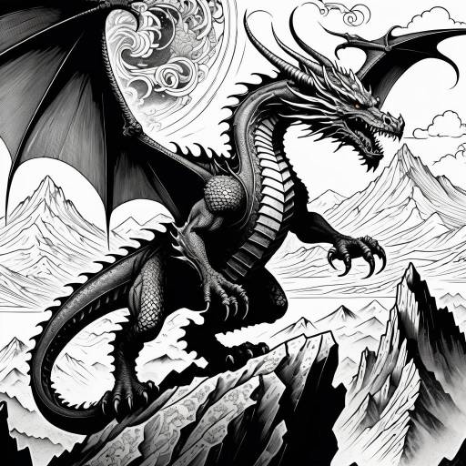 Dynamic Dragon Illustration in Ink Dynamic Dragon Illustration in Ink