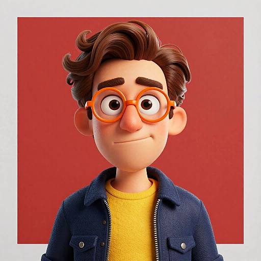 Goofy Cartoon Portrait with Orange Glasses