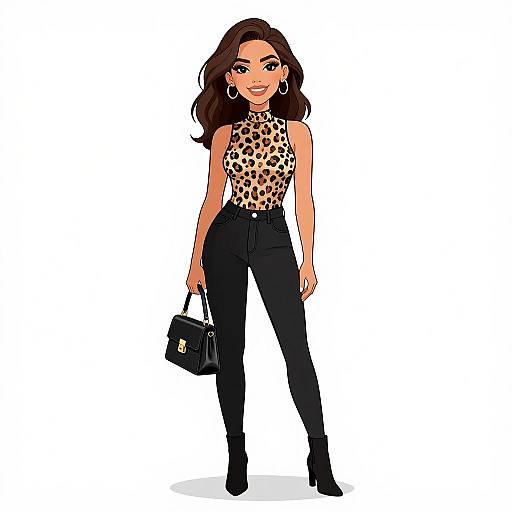 Urban Chic Woman in Leopard Bodysuit