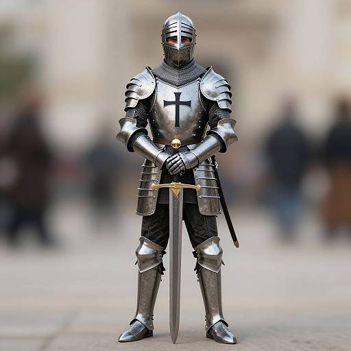 Armored Knight with Sword and Helmet