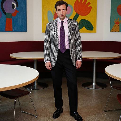 Stylish Man in Houndstooth Blazer