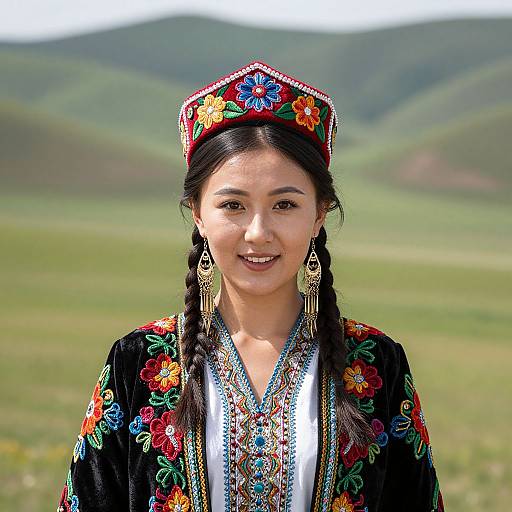 Kirghiz Woman in Vibrant Traditional Attire