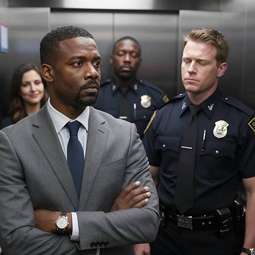 Tense Encounter in an Elevator Scene