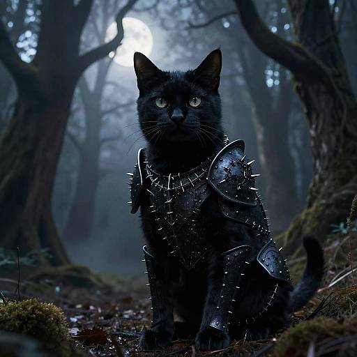 Gothic Black Metal Cat in Forest