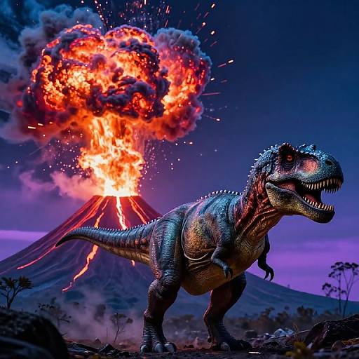 Neon T-Rex and Exploding Volcano