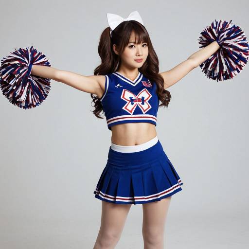 Asian Cheerleader in Blue Uniform