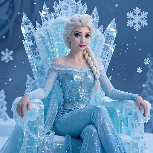 Sexy Elsa on Ice Throne