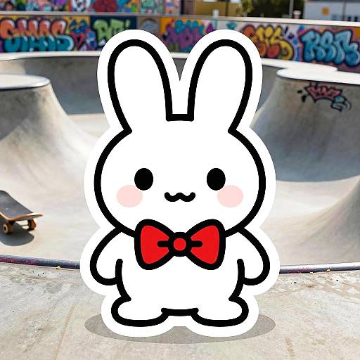 Playful Bunny Mascot in Graffiti Park