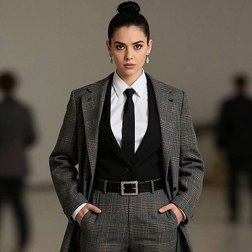 Classy Woman in Formal Horror-Themed Outfit