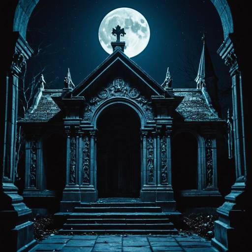 Ornate Vampire Crypt Under Full Moon