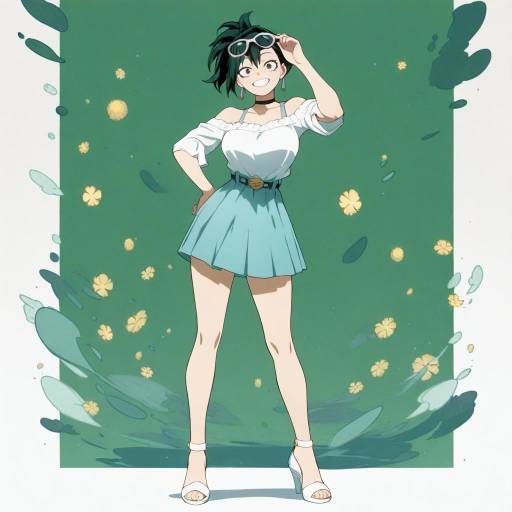 Heroic Girl in Serene Meadow Scene
