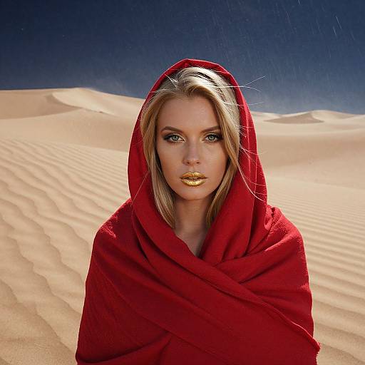 Hyperrealistic Desert Portrait in Sandstorm