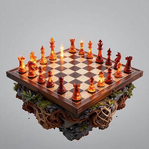 Fiery Chessboard on Floating Island