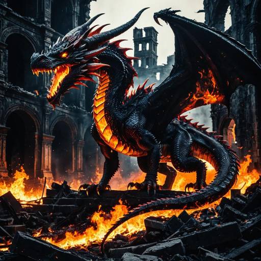 Inferno Dragon in Charred City Ruins