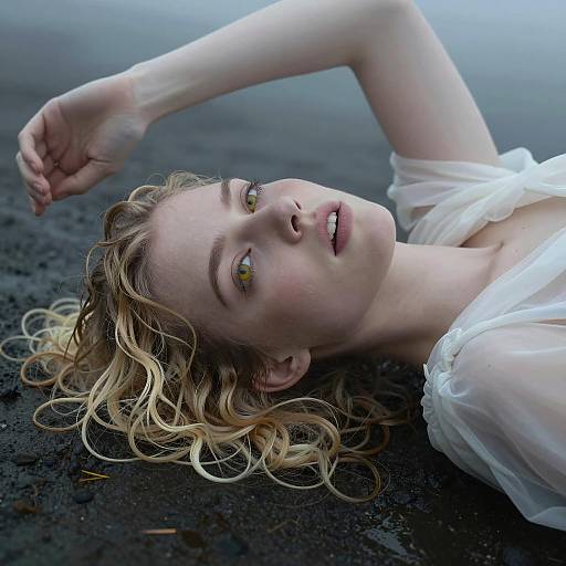 Mystical Woman on Foggy Surface