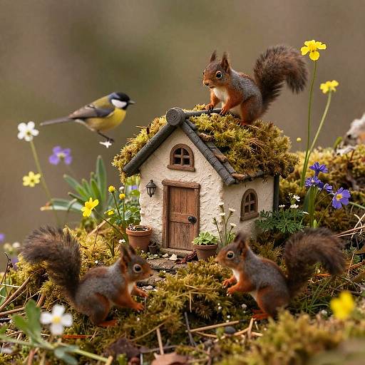 Tiny Rustic Cabin in Mossy Wildflowers