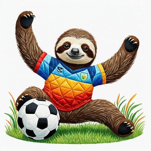 Cute Quilted Sloth Playing Soccer
