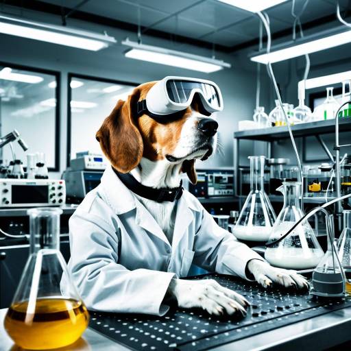 Humorous Beagle Chemist in Laboratory