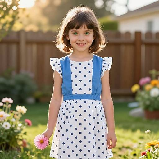 Cheerful Girl in Sunny Backyard