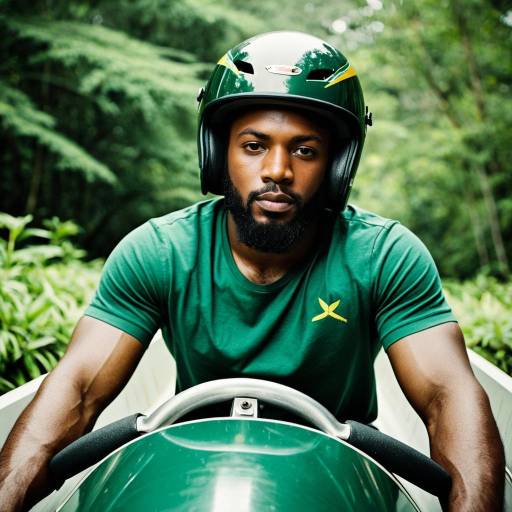 Man in Green Helmet Driving Bobsleigh