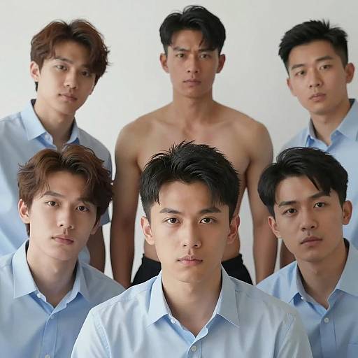Six Men Group Photo in Casual Setting