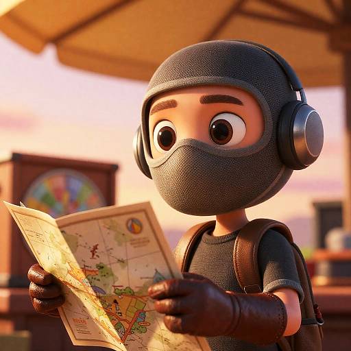 Expressive CGI Character with Map