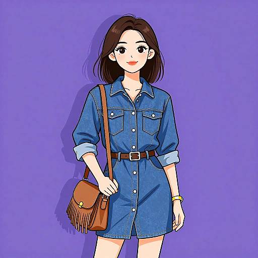 Casual Chic Woman in Denim Dress