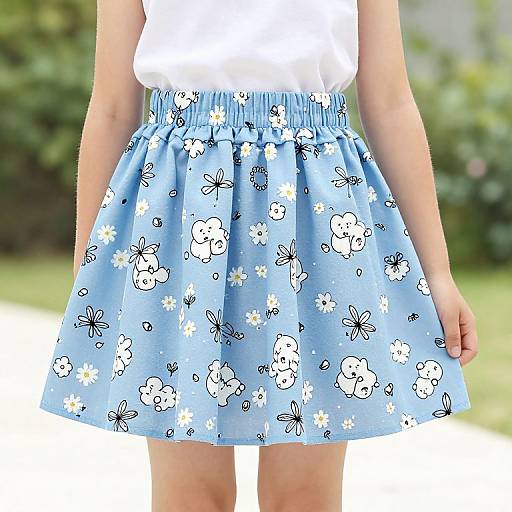 Cute Girl in Floral Summer Skirt