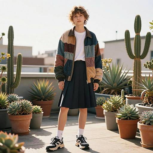 Shaggy Fringe Nonbinary Rooftop Fashion Editorial