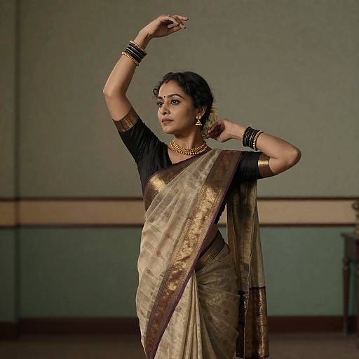 1940s Indian Elegance in Sari Pose