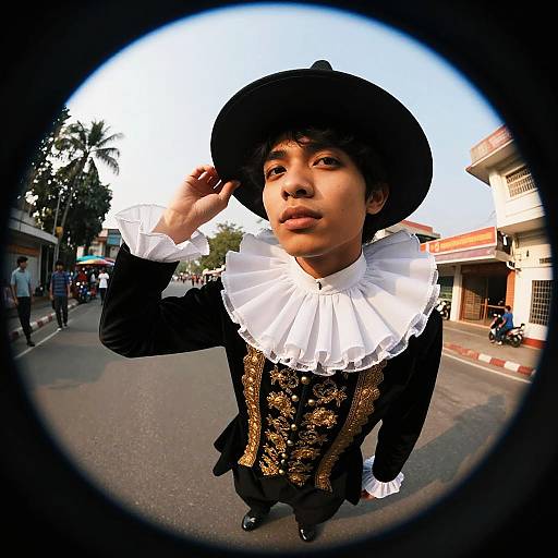 Fancy Dress Costume with Hat and Ruffles