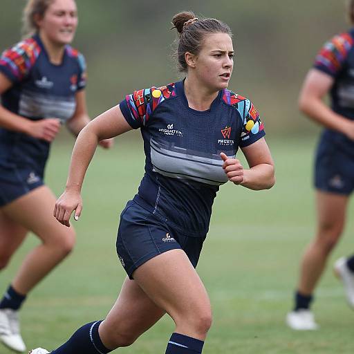 Athletic Rugby Woman Sprinting Action