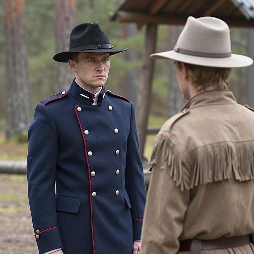 Confrontation in the Forest: Two Men